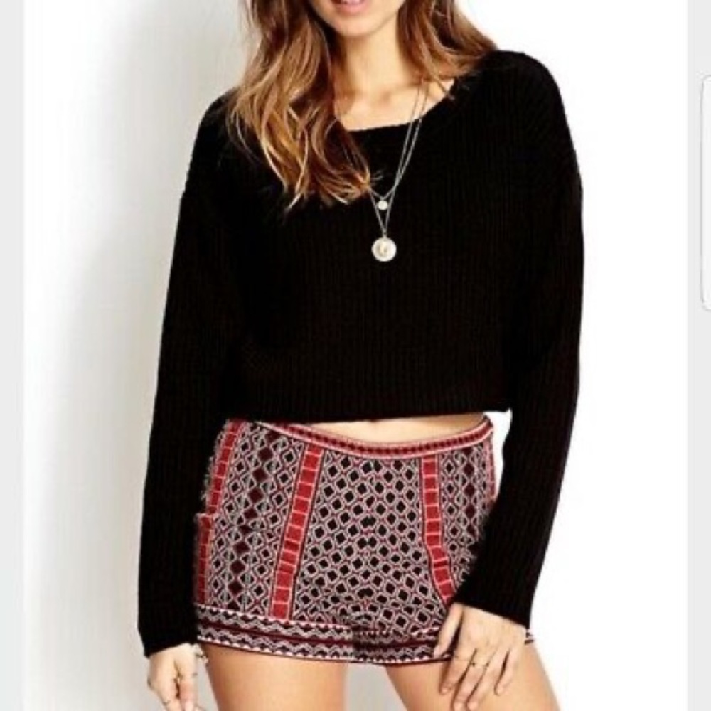 Red, white & black embroidered shorts!